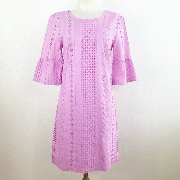 J. Crew 6 NWT Pink Flutter Sleeve Eyelet Dress - Picture 1 of 5